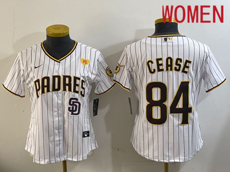 Women San Diego Padres #84 Cease White Stripe Game 2024 Nike MLB Jersey style 11204->women mlb jersey->Women Jersey